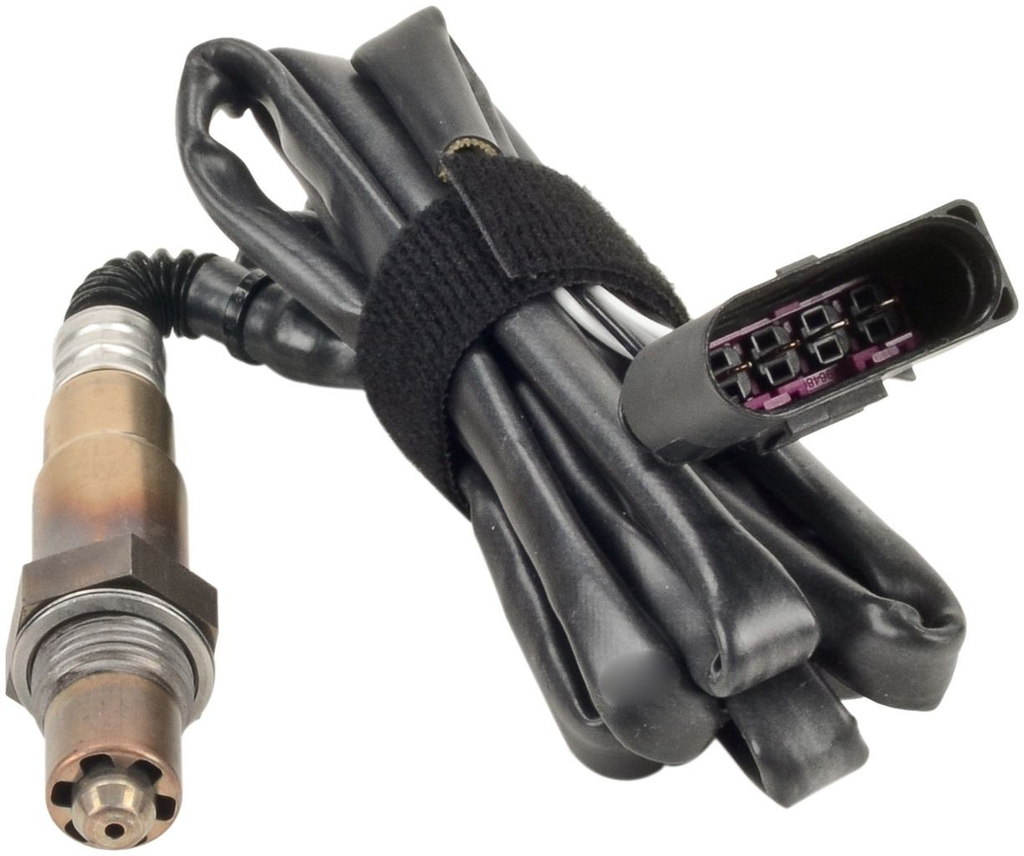 Reference image — aftermarket oxygen sensor 0258006584 — source-native sensor tip and terminal-face close-up; Bosch-marked external reference only, not actual stock