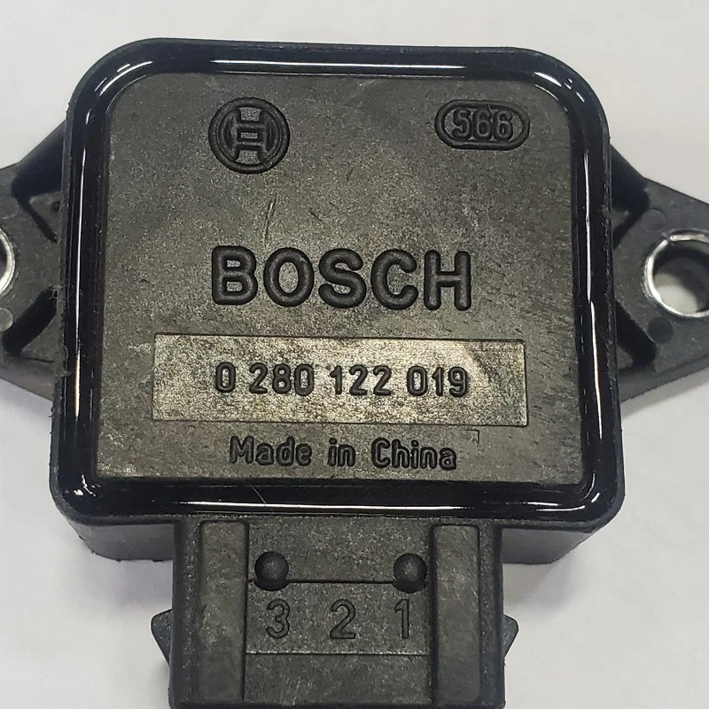 Reference image — aftermarket throttle position sensor 0280122019 — exact reference and housing detail crop; Bosch and origin markings reference-only, not actual stock