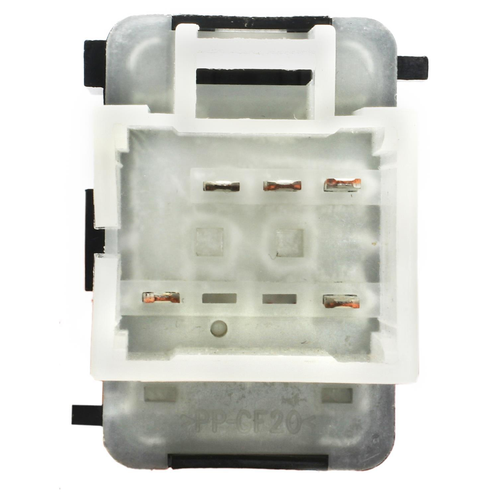 Reference image — aftermarket window switch 10438815 — rear connector and five terminals; not actual stock