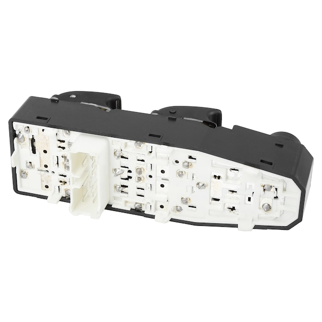 Reference image — 202005158 11-pin master window switch; whole underside-oblique view showing socket, contact plate and mounting features. Supplied aftermarket brand may differ.