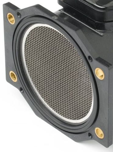 Reference image — aftermarket mass air flow sensor assembly 22680-2J200 — native mesh screen, sealing seat and flange detail; external Denso reference, not actual stock