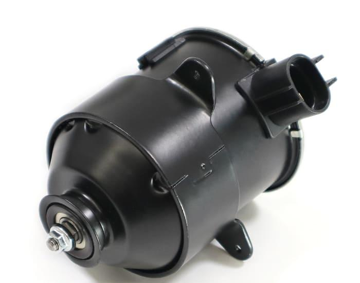 Reference image — cooling fan motor 263500-5480 — whole motor oblique front/side view with output shaft, mounting ears and integral connector; external illustration, not actual stock