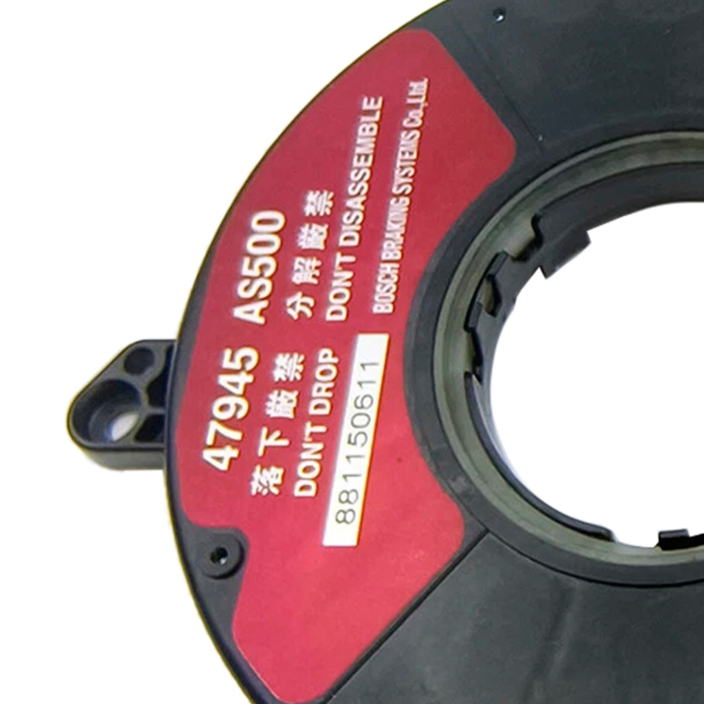 Reference image: Native source detail of exact AS500 label, mounting eye and inner opening — 47945-AS500