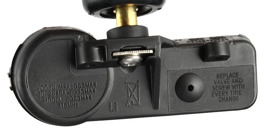 Reference image: Native detail crop of the 315 MHz marking, sensor body and valve junction — 56029479AA