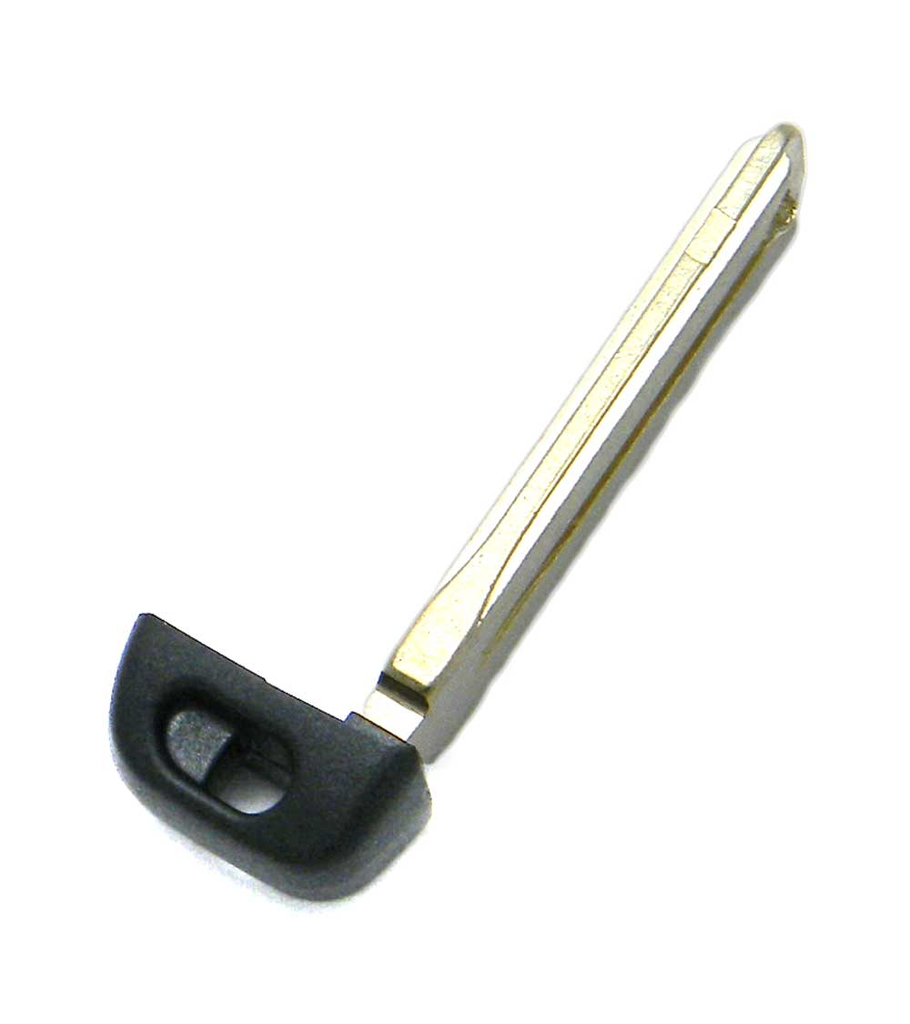Reference image — 69515-52120 emergency key blade only; whole reference blade, alternate oblique edge and head view. No remote or chip shown.