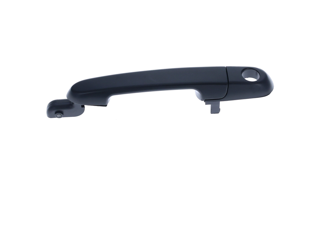 Reference photograph - front-left black exterior door handle 82650-1E000 without separate base - side profile, pull clearance, pivot and projecting actuation tab