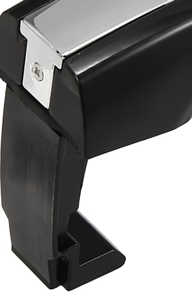 Reference photograph - 82651-3L000 black main exterior handle with chrome-colored insert, handle only - front end plate and mounting leg, with adjacent grip cropped