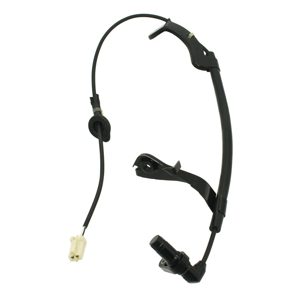 Reference image — rear-left ABS wheel speed sensor 89546-08020, oblique complete assembly showing sensor tip, brackets and connector