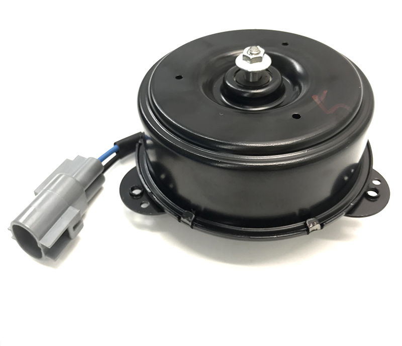 Reference image — cooling fan motor APW950174 — complete oblique motor view with shaft, housing, mounting ears and attached lead; external illustration, not actual stock