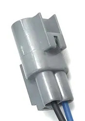 Reference image — cooling fan motor APW950174 — native same-photo detail of gray connector exterior, latch and wire entry; terminal face not shown and not another angle; external illustration, not actual stock