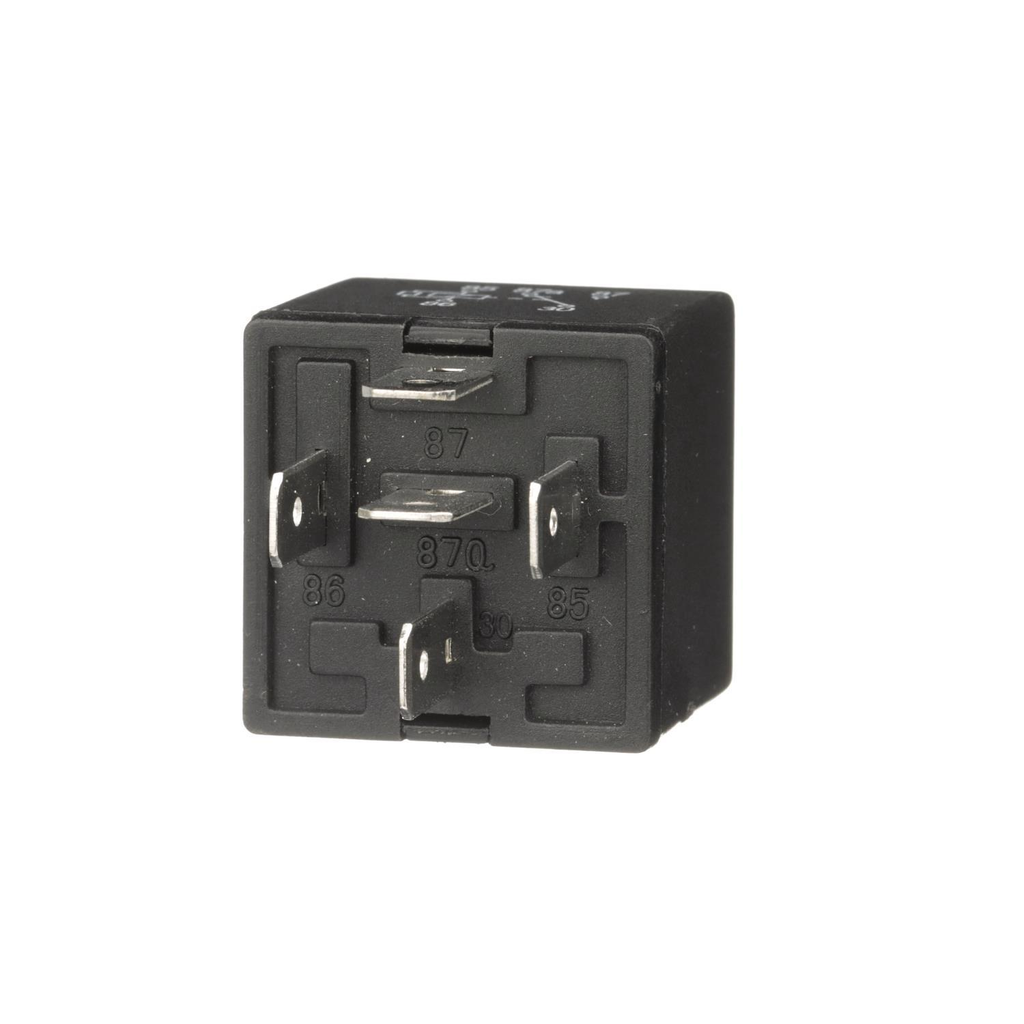 Reference image — aftermarket automotive relay F0AB-14B192-AA — five-terminal face and molded terminal identifiers; not actual stock