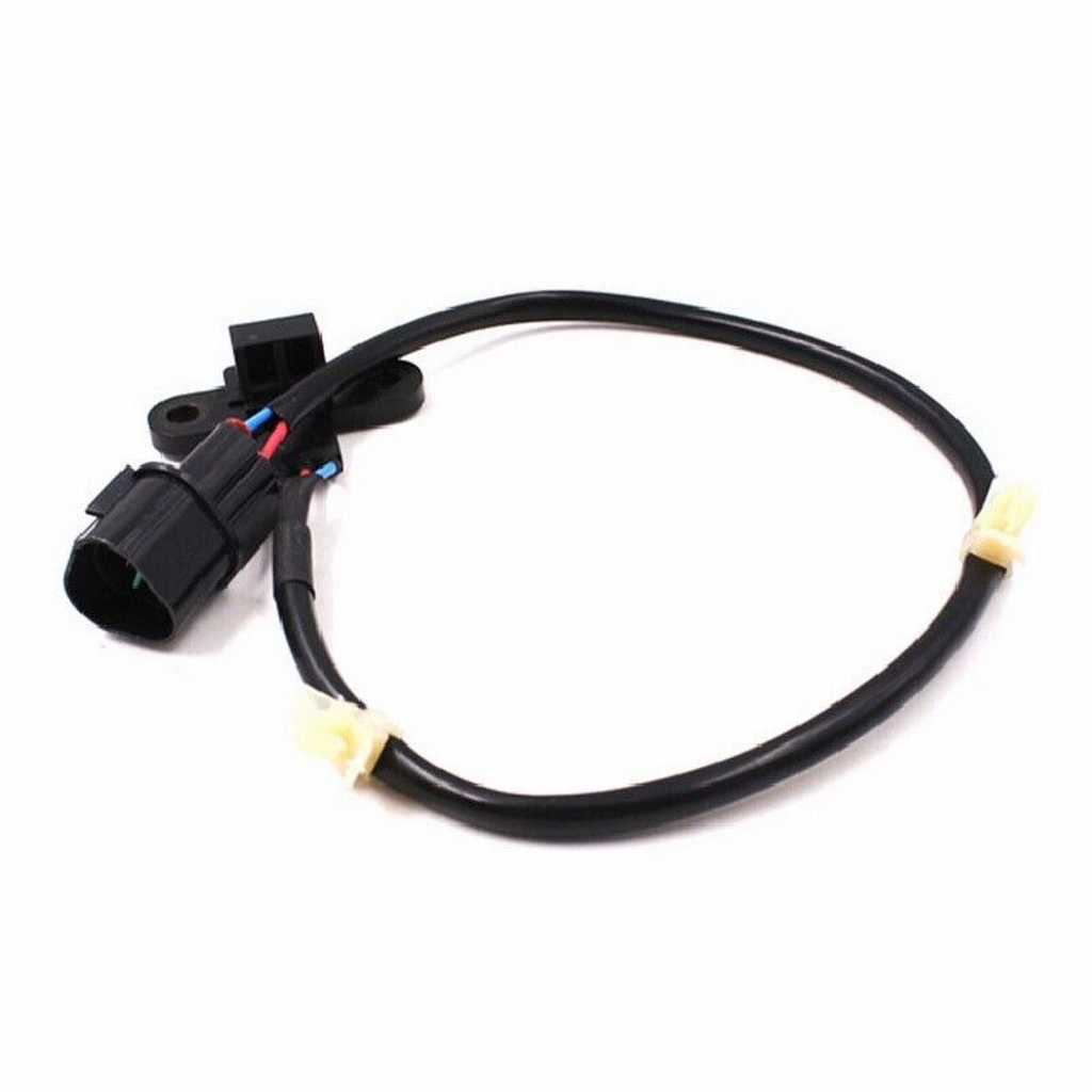 Reference image — crankshaft position sensor J5T25181, complete sensor, harness and connector oblique view