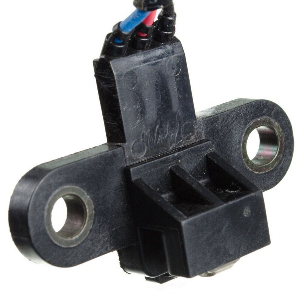 Reference image — crankshaft position sensor J5T25181, native source close-up of sensor head and two metal-lined mounting holes
