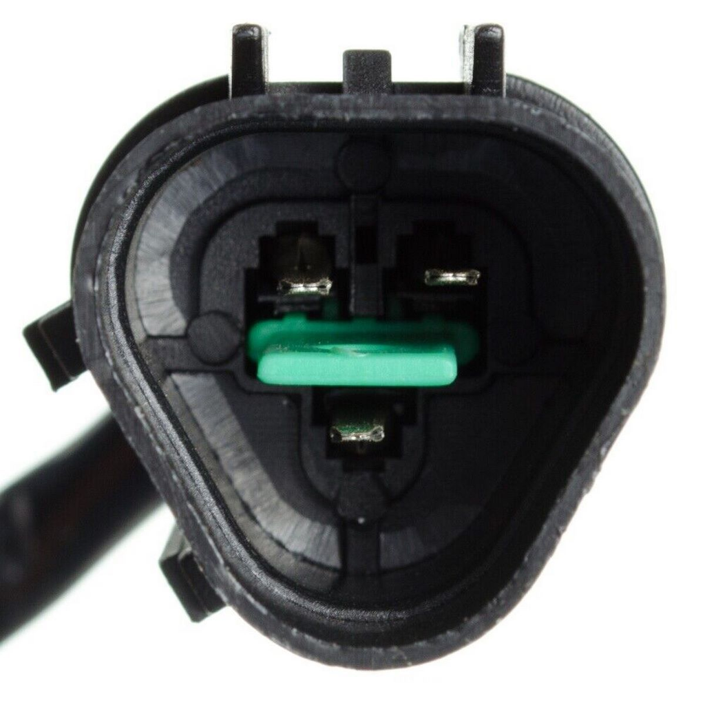 Reference image — crankshaft position sensor J5T25181, native source connector-face close-up showing three terminals and green key