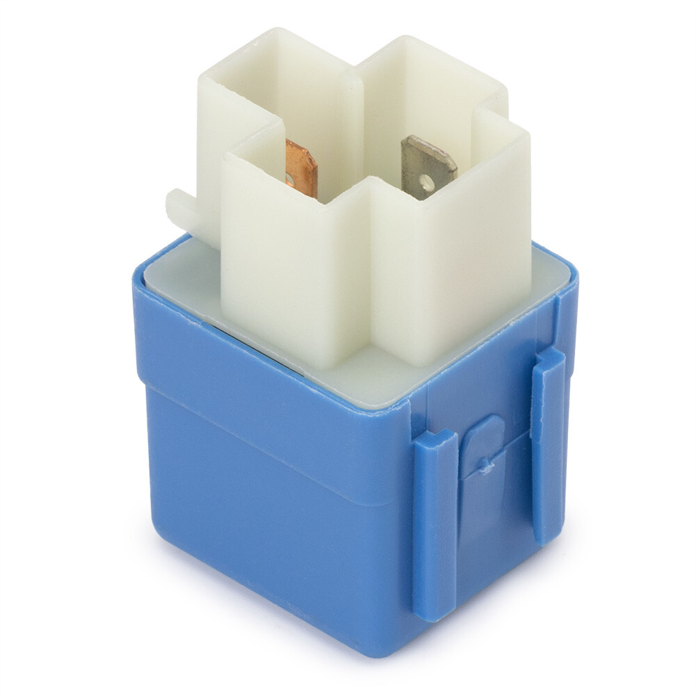 Replacement relay for Nissan reference 25230-79971 — Angled connector and clip side