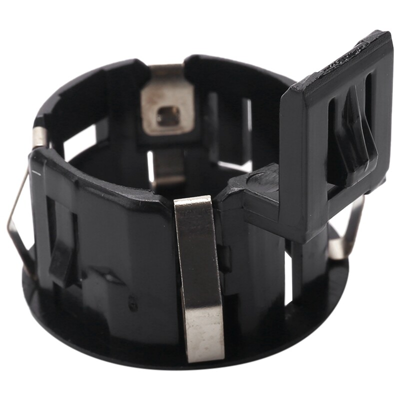 Black parking sensor retainer reference 89348-33030-C0, mounting-tab outer face oblique view