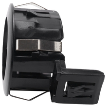 Load image into Gallery viewer, Black parking sensor retainer reference 89348-33030-C0, side profile with retaining springs and mounting tab