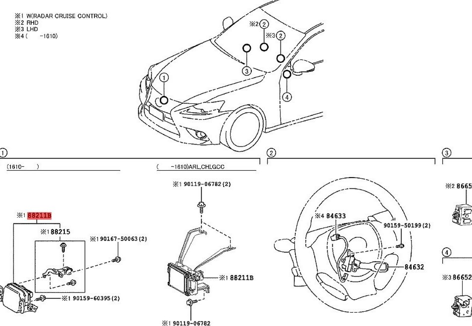 88210-47090 Toyota Prius ZVW50 Cruise Control Radar Wave Radar Millimeter wave radar 88210-47090 genuine original Toyota brand new 8821047090